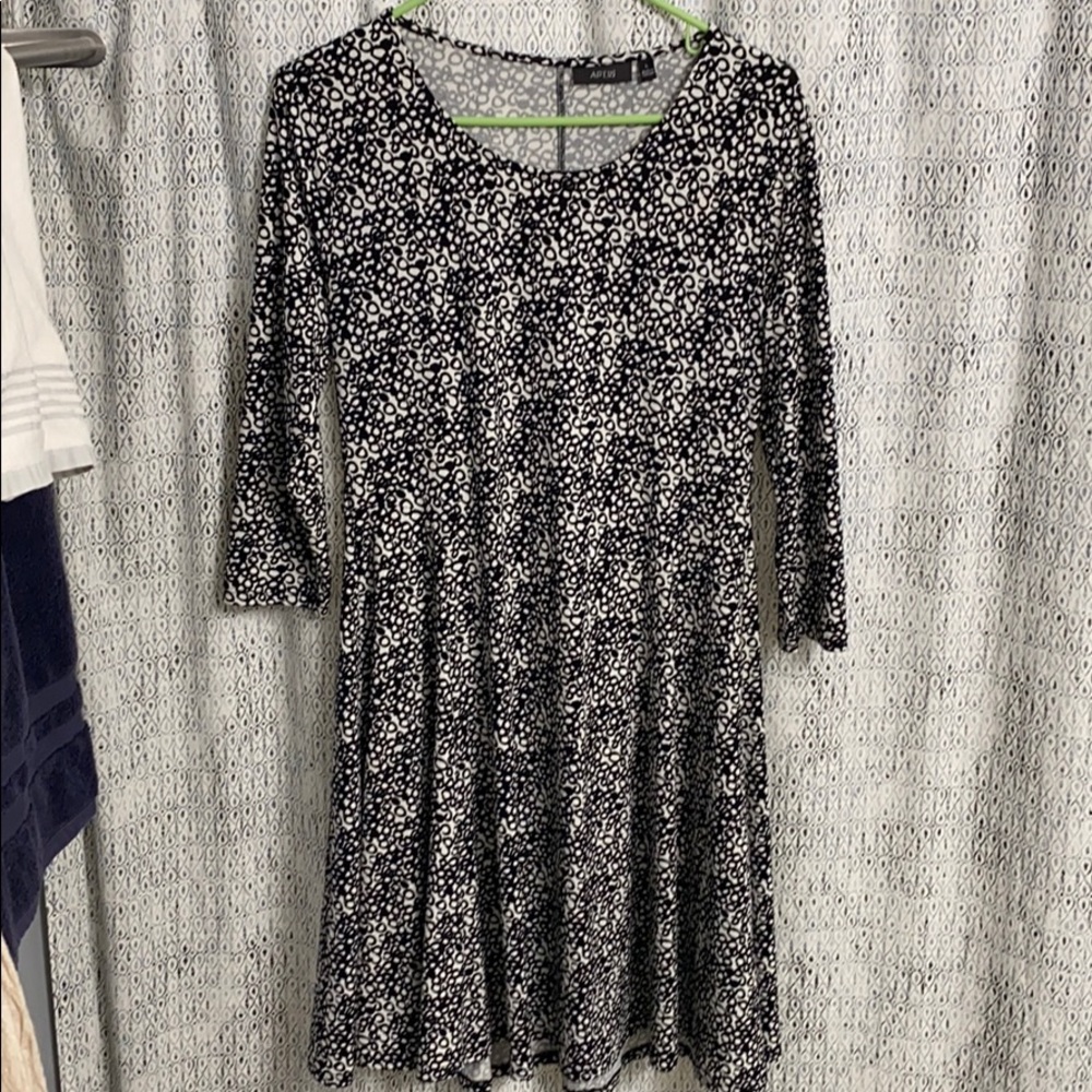 Black and white detail swing dress